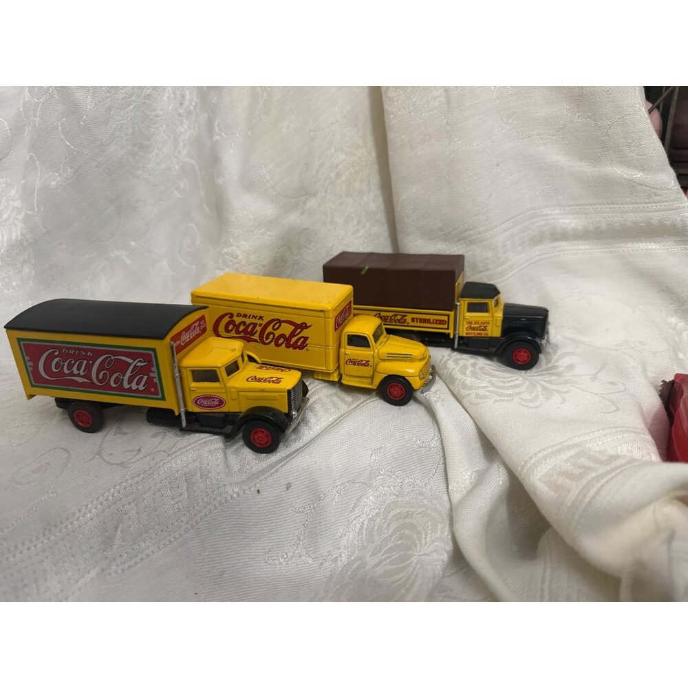 Vintage 1991 Hartoy Coca-Cola Die-Cast Toy Trucks Set Of 3 Collectible Miniature